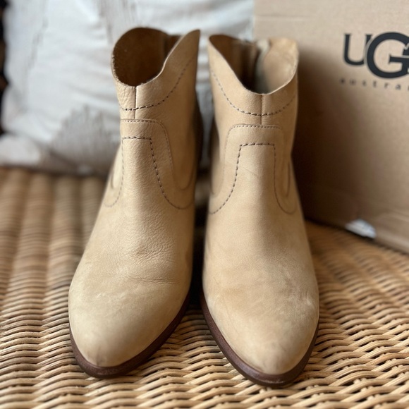 UGG Suede Charlotte Ankle Stacked Heel Booties - Picture 2 of 6